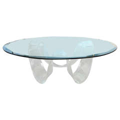 Sculptural Lucite Ribbon 1970's Coffee Table