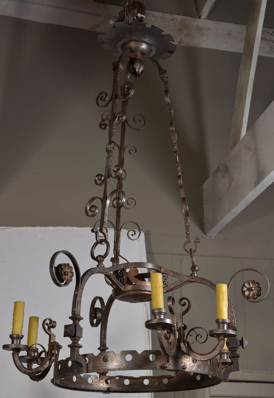 Belle Époque French Iron Hand Forged Chandelier