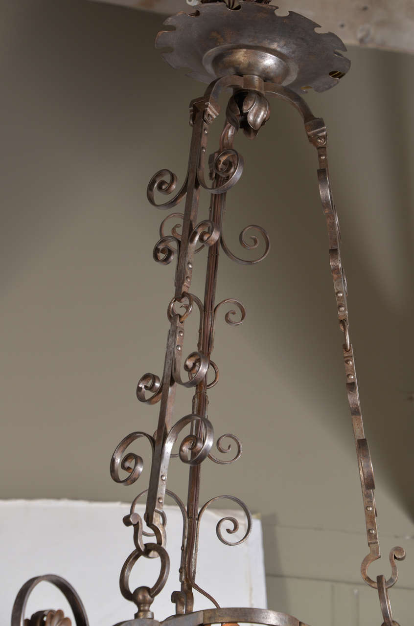 19th Century French Iron Hand Forged Chandelier