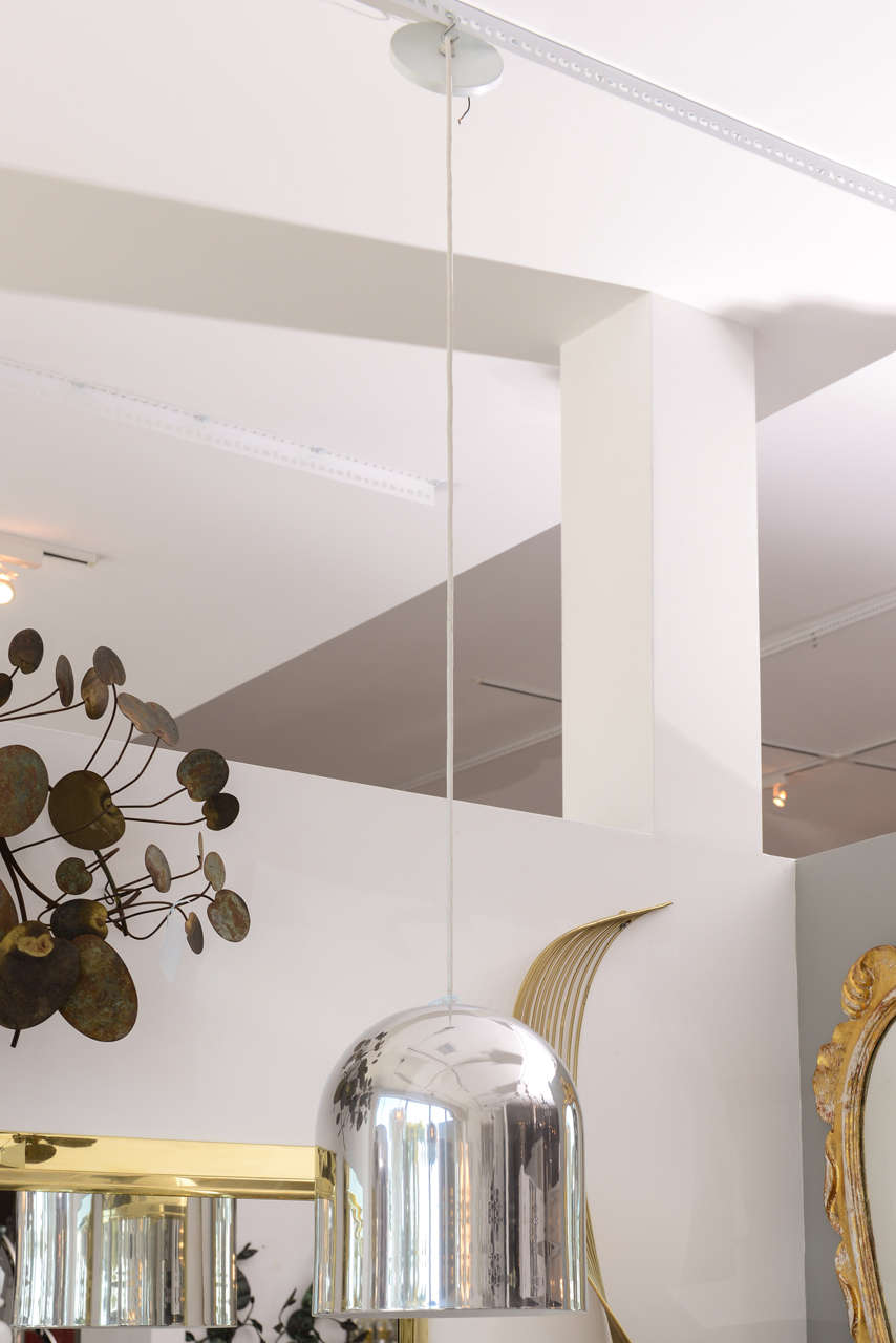 Pair of Vintage Chrome Pendant Lamps