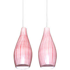 Pair of 1950's Italian Murano Glass Ceiling Lamps