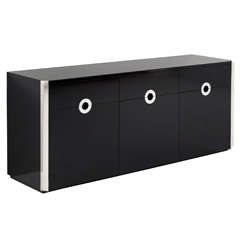 Black High Gloss Three-Door Sideboard, style of Willy Rizzo, by Mario Sabot