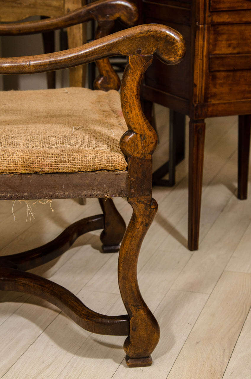 Walnut French 18th Century Os de Mouton Arm Chair
