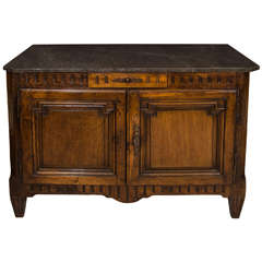 French 18th CenturyTwo-Door Walnut Sideboard with Marble Top, circa 1750