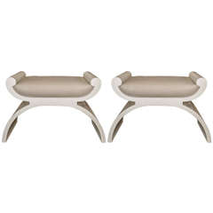 Pair of Lacquered Curule Form Benches