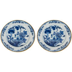 A Pair of Dutch Delft Blue and White Chargers