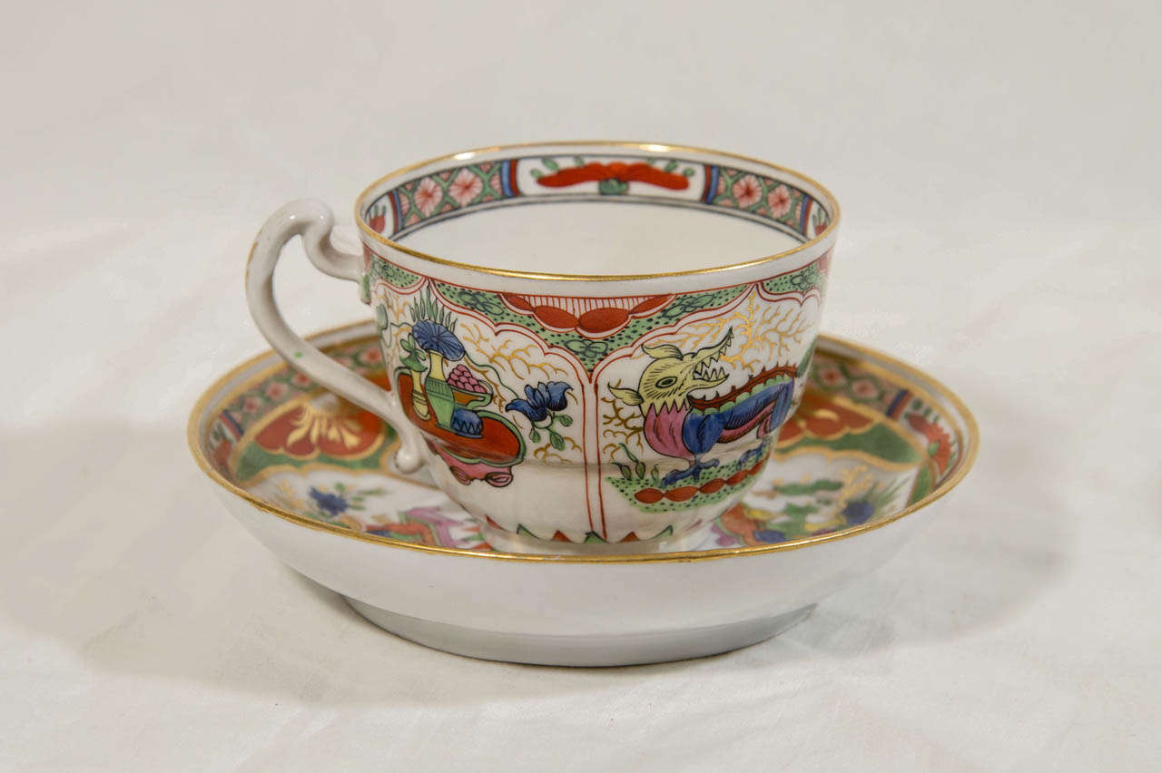 A Dozen Tea Cups and Saucers in the Worcester 