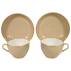Antique Dozen Drabware Tea Cups and Saucers