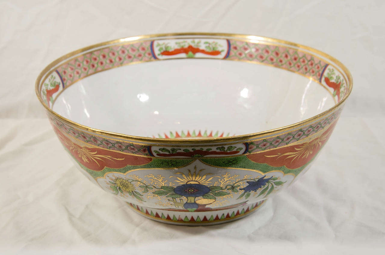 Porcelain Chamberlain's Worcester Punch Bowl in Bengal Tiger Pattern