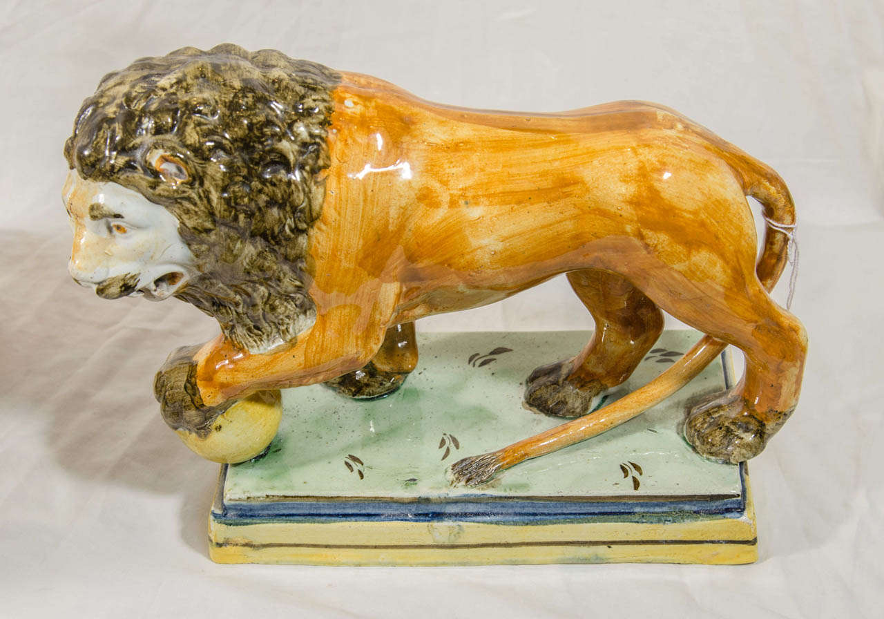 19th Century Pair of Staffordshire Lions