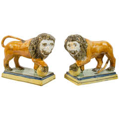 Pair of Staffordshire Lions