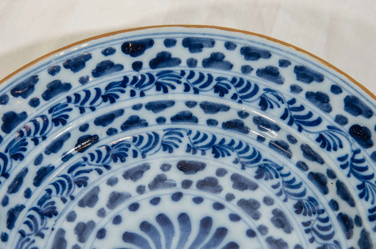 18th Century and Earlier A Pair of Blue and White Dutch Delft Dishes