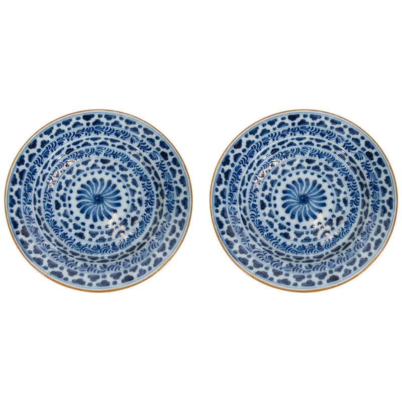 A Pair of Blue and White Dutch Delft Dishes at 1stDibs