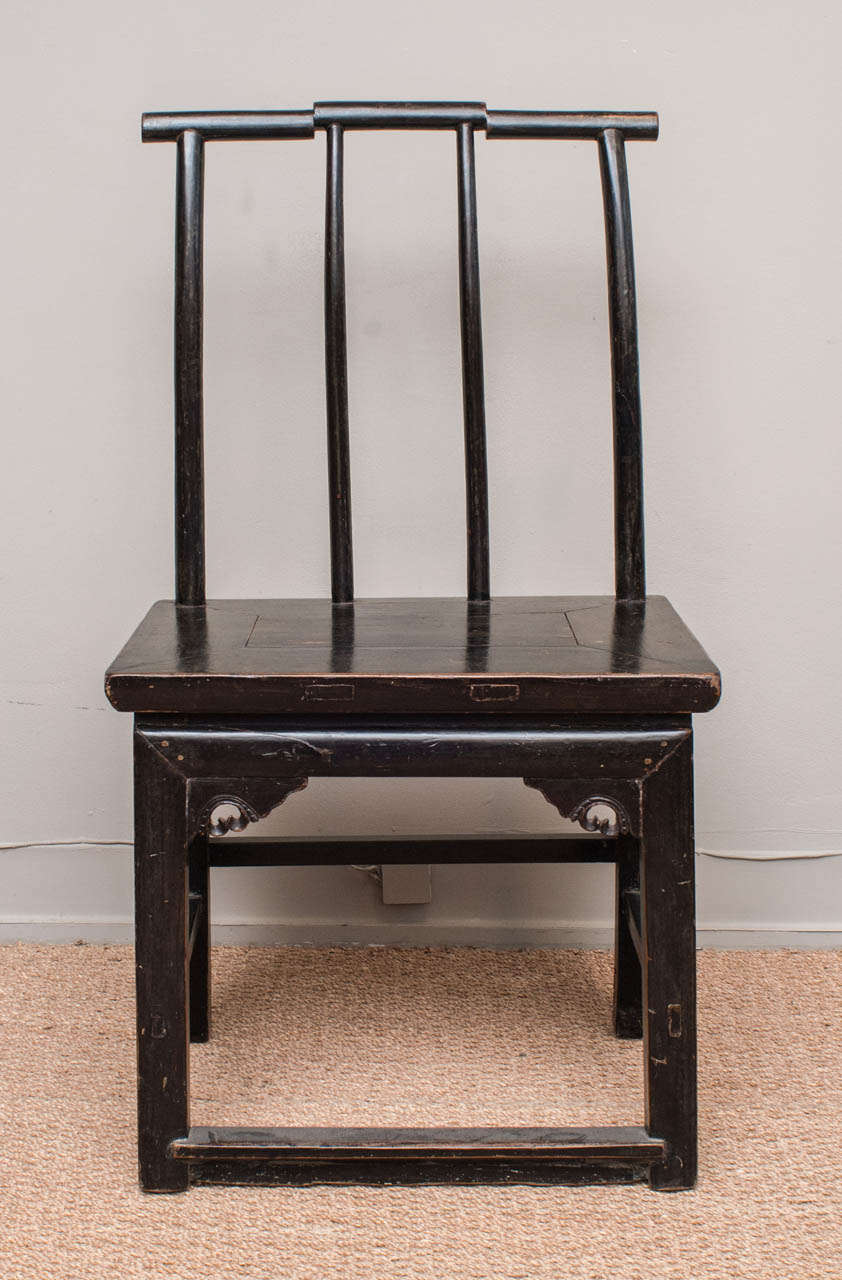 Chinese Pair of Spindle Back Side Chairs, 19th Century