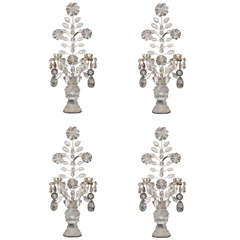 Set of Four Baguès Style Silvered and Cut Rock Crystal Sconces