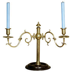A Georgian Two Armed Brass Adjustable Reading Candlestick ca. 1800