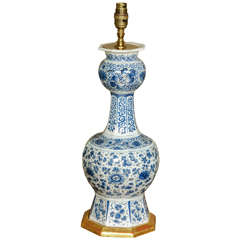 A Large Lamped Dutch Delft Garlic Bulb Vase circa 1840