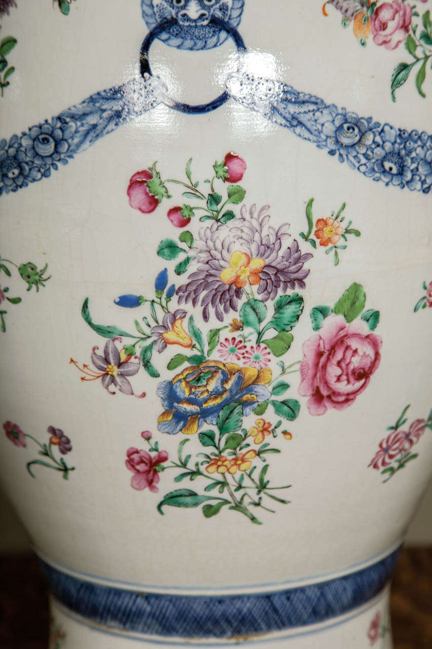18th Century and Earlier A Large 18th Century Chinese Famille Rose Baluster Vase circa 1775