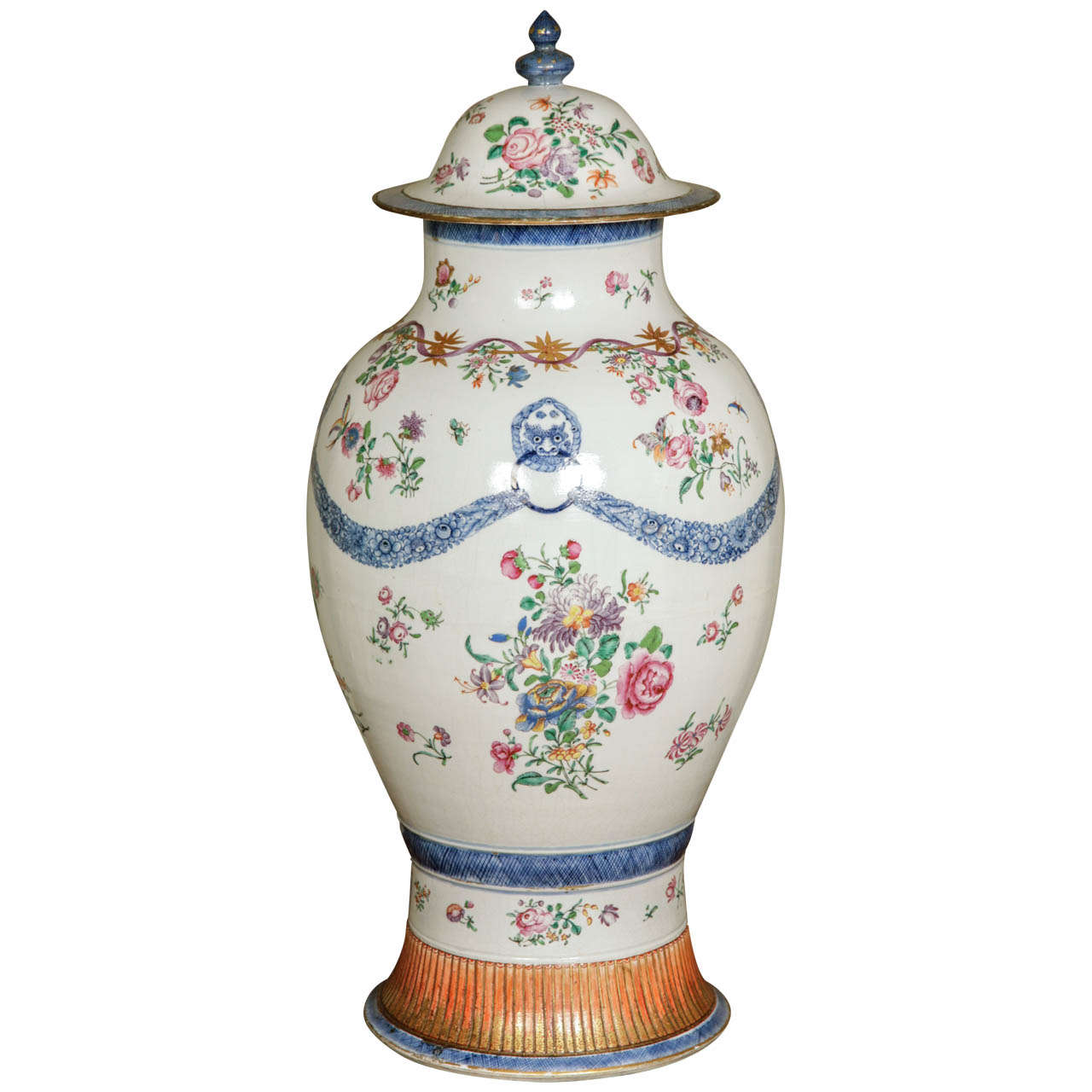 A Large 18th Century Chinese Famille Rose Baluster Vase circa 1775