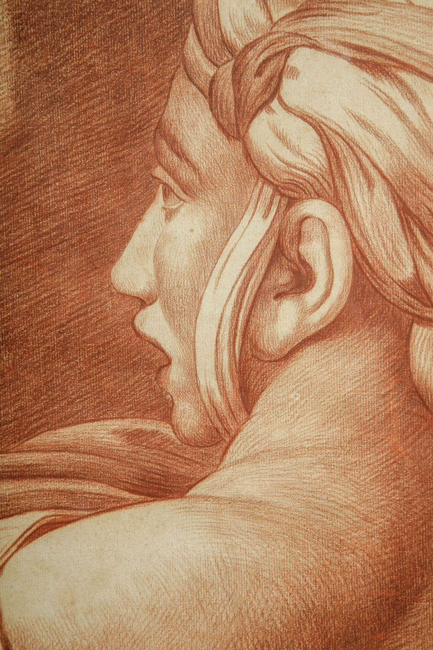Neoclassical 18th Century Red Chalk Sanguine Drawing by Nicolas Ruyssen