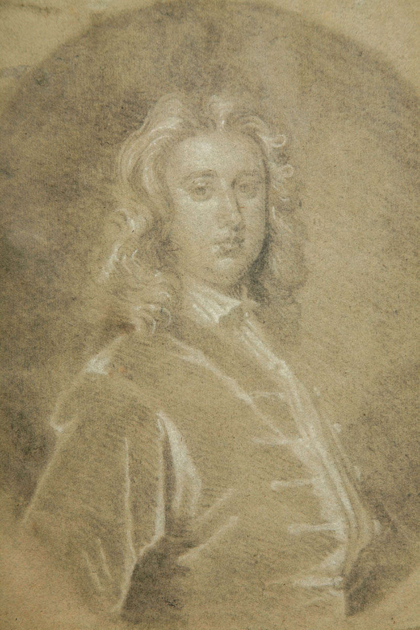 Chalk Portrait of a Gentleman, Circle of Kneller circa 1720 In Excellent Condition In London, GB