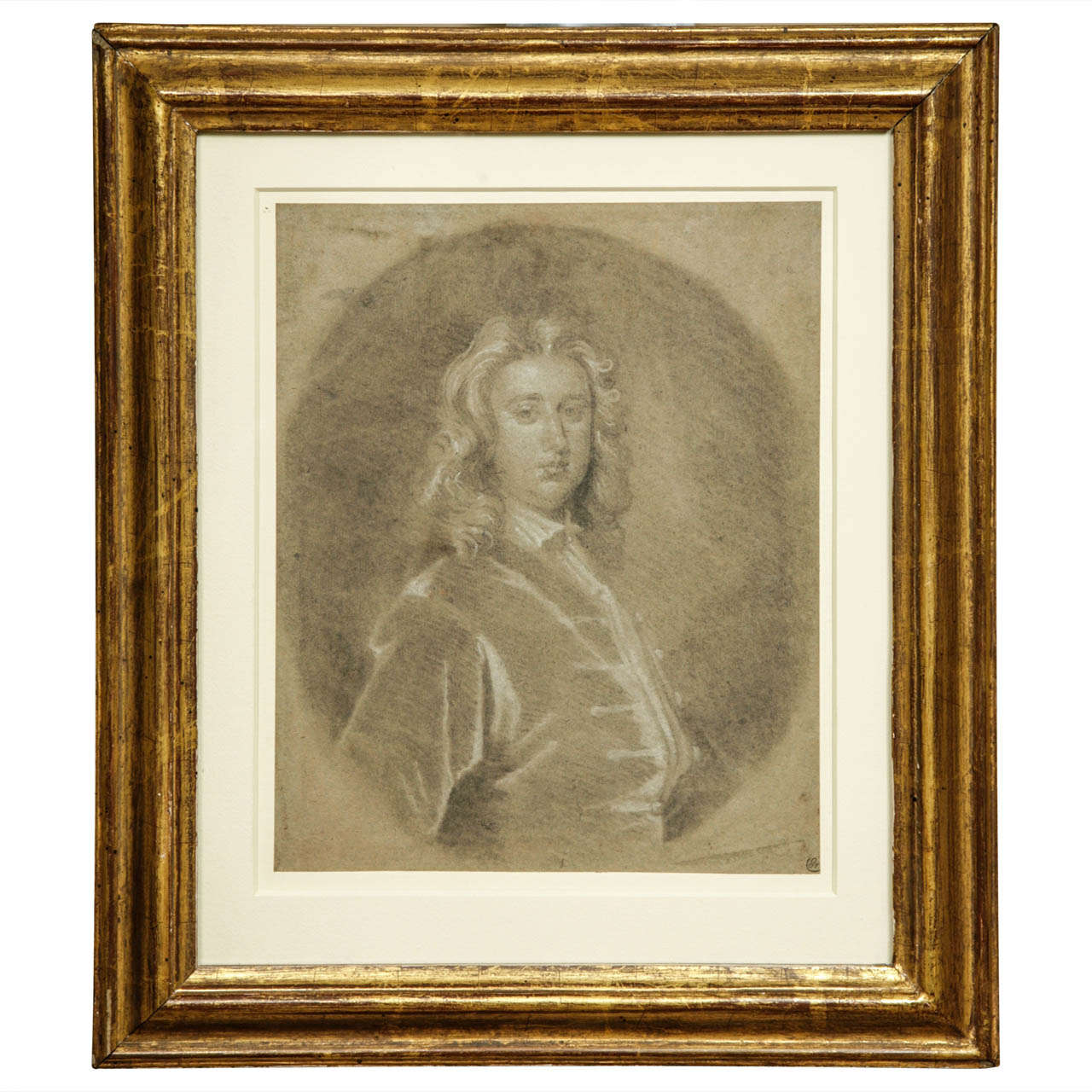 Chalk Portrait of a Gentleman, Circle of Kneller circa 1720