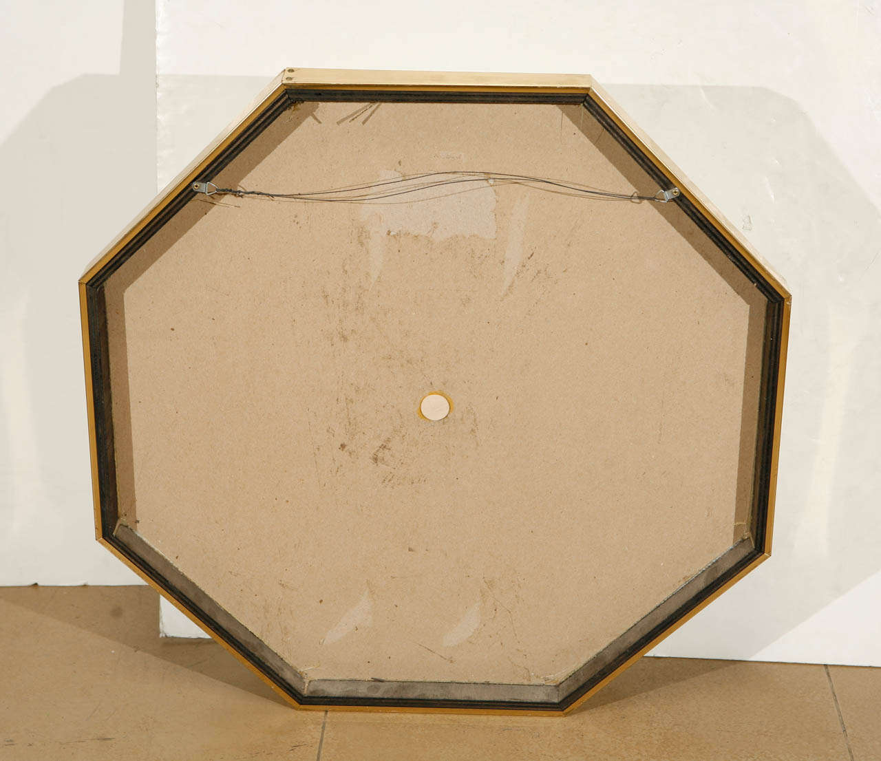 1970's Octagon Shaped Brass Framed Mirror 4