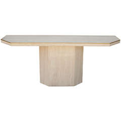 Travertine and Bronze Console Table