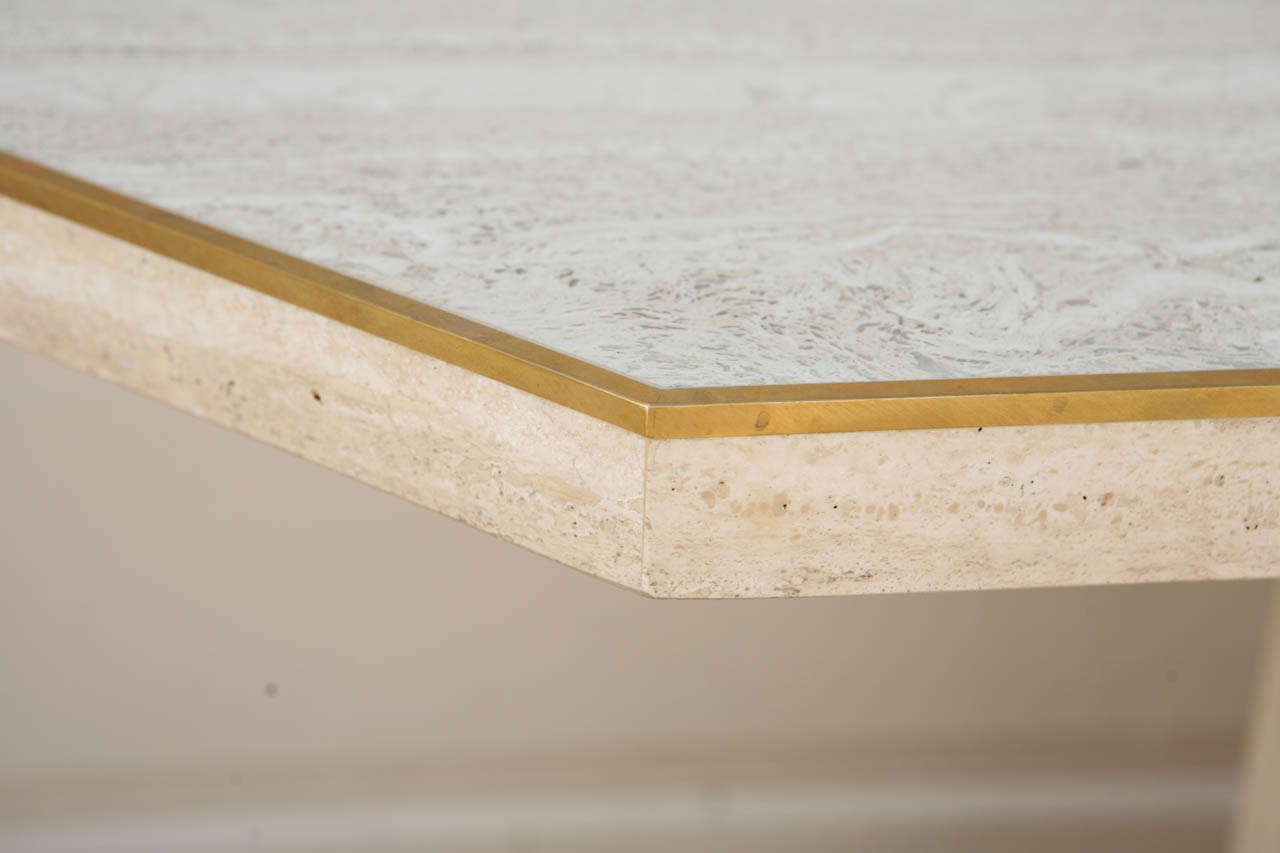 Travertine and Bronze Console Table 3
