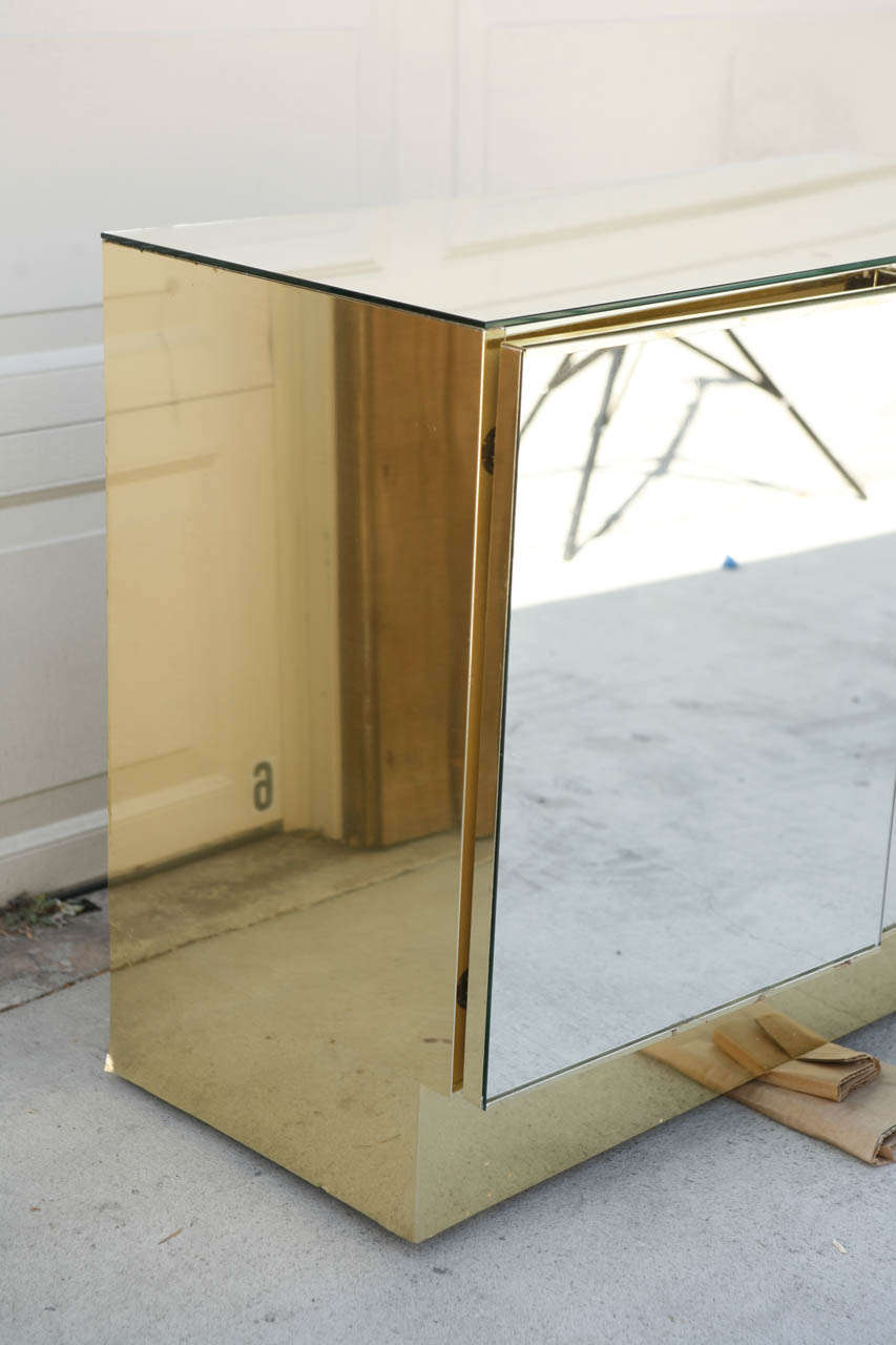 Brass Mirrored Ello Cabinets For Sale