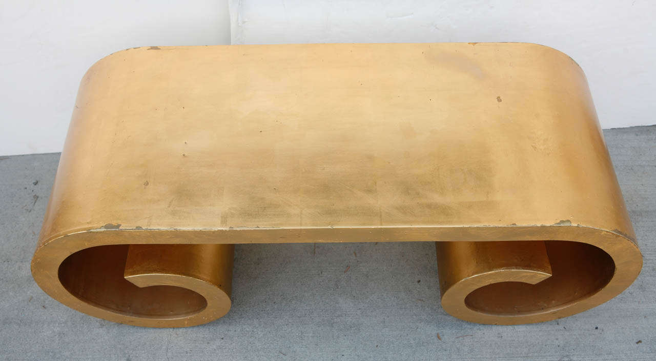 Wood Gold Leaf Scroll Coffee Table For Sale