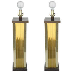 Vintage Pair of Brass Midcentury Lamps