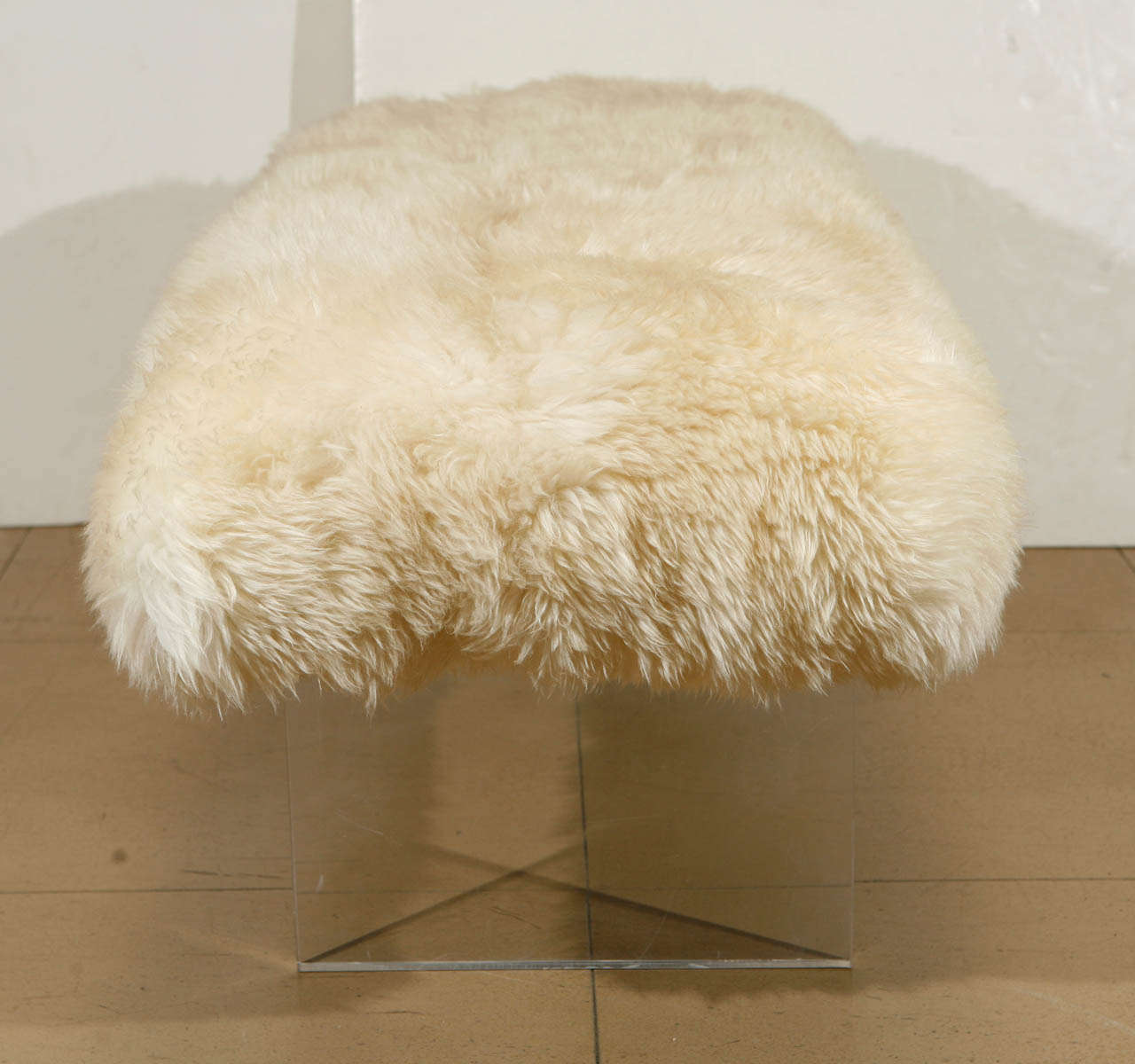 Sheepskin and Lucite Bench 1