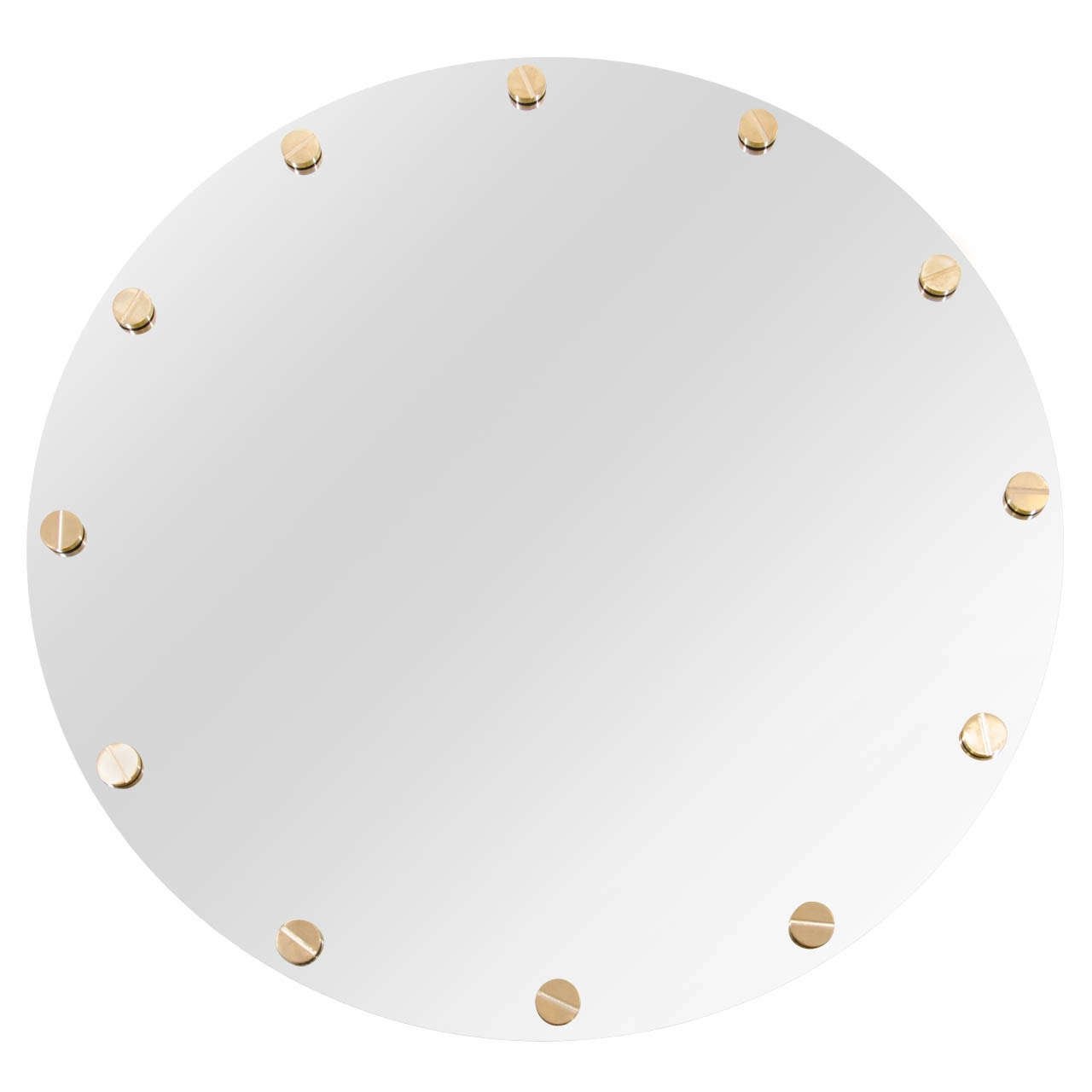 Circular Mirror with Brass Stud Detail