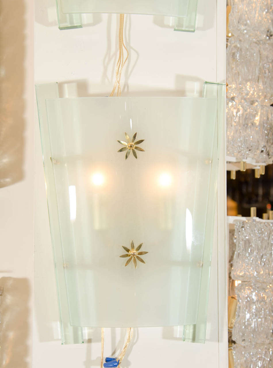 Mid-Century Modern Pair of Frosted Murano Glass Sconces