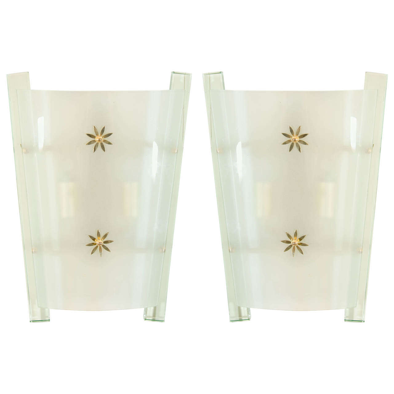 Pair of Frosted Murano Glass Sconces