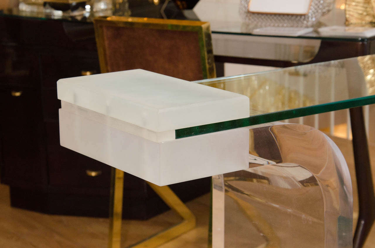 Mid-20th Century Lucite Console Table with Inverted Waterfall Base