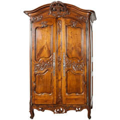 Antique 18th Century Walnut Wood Armoire- Nimes, France - Louis XV, Signed "IG"