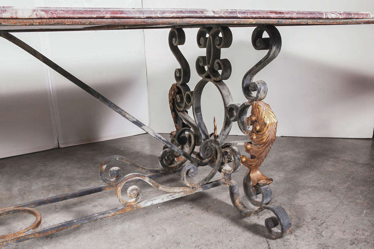 Napoleon III Marble and Iron Dining Table from France circa 1870 3