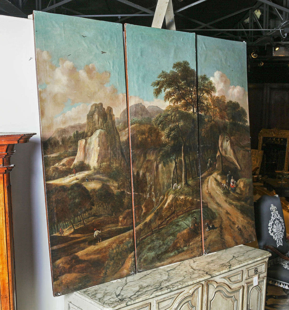 18th Century Italian Triptych Oil Painting 3
