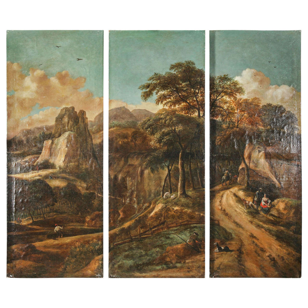18th Century Italian Triptych Oil Painting