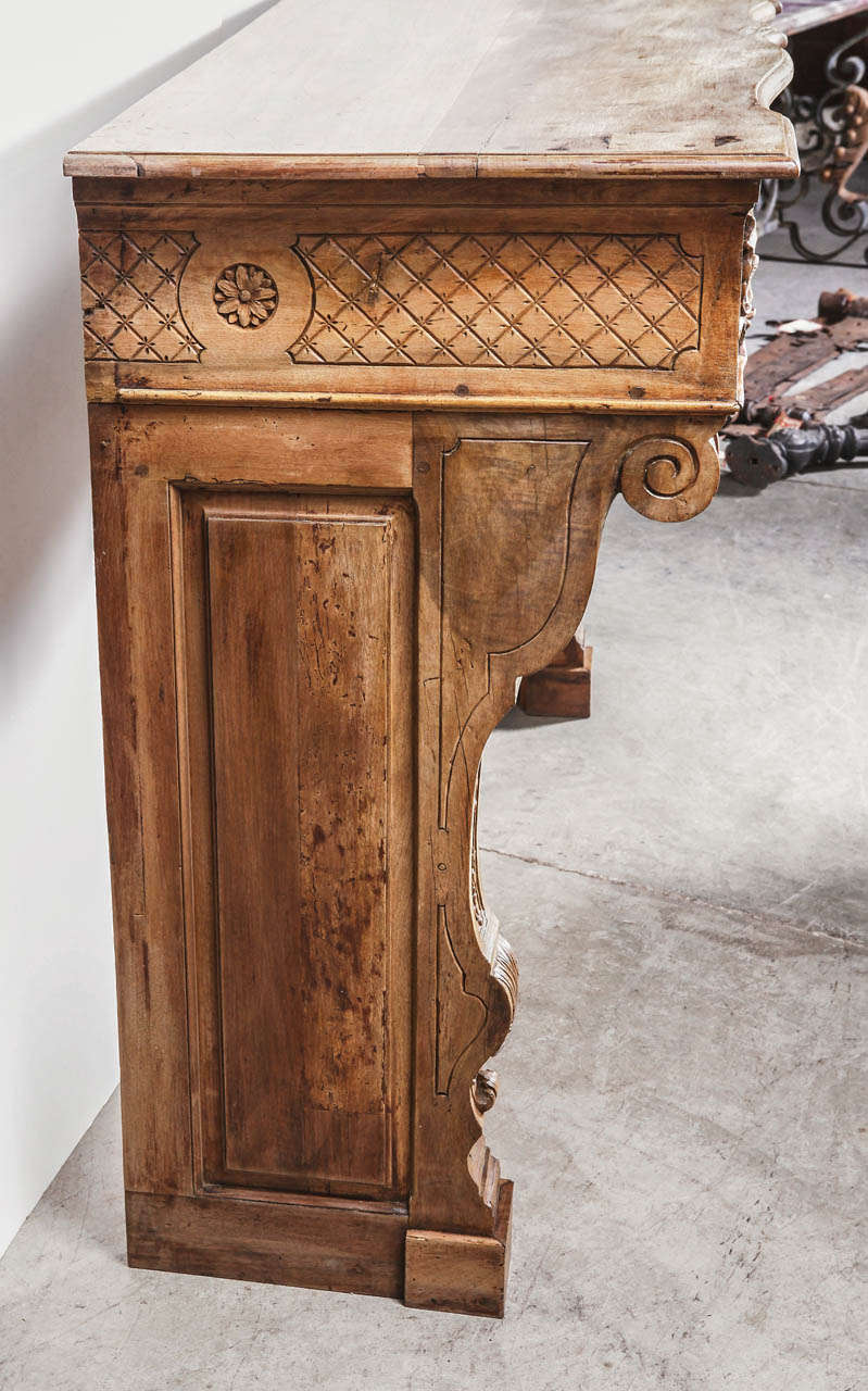 Régence Magnificent 19th Century French Regence Style Walnut Wood Mantel from Marseille