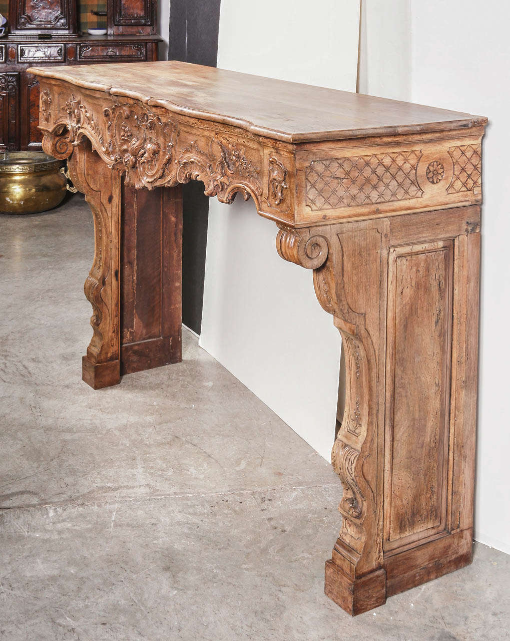 Magnificent 19th Century French Regence Style Walnut Wood Mantel from Marseille 1