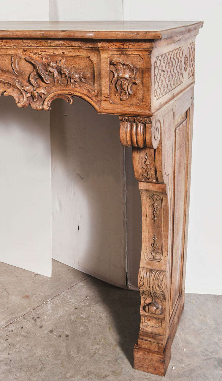Magnificent 19th Century French Regence Style Walnut Wood Mantel from Marseille 2