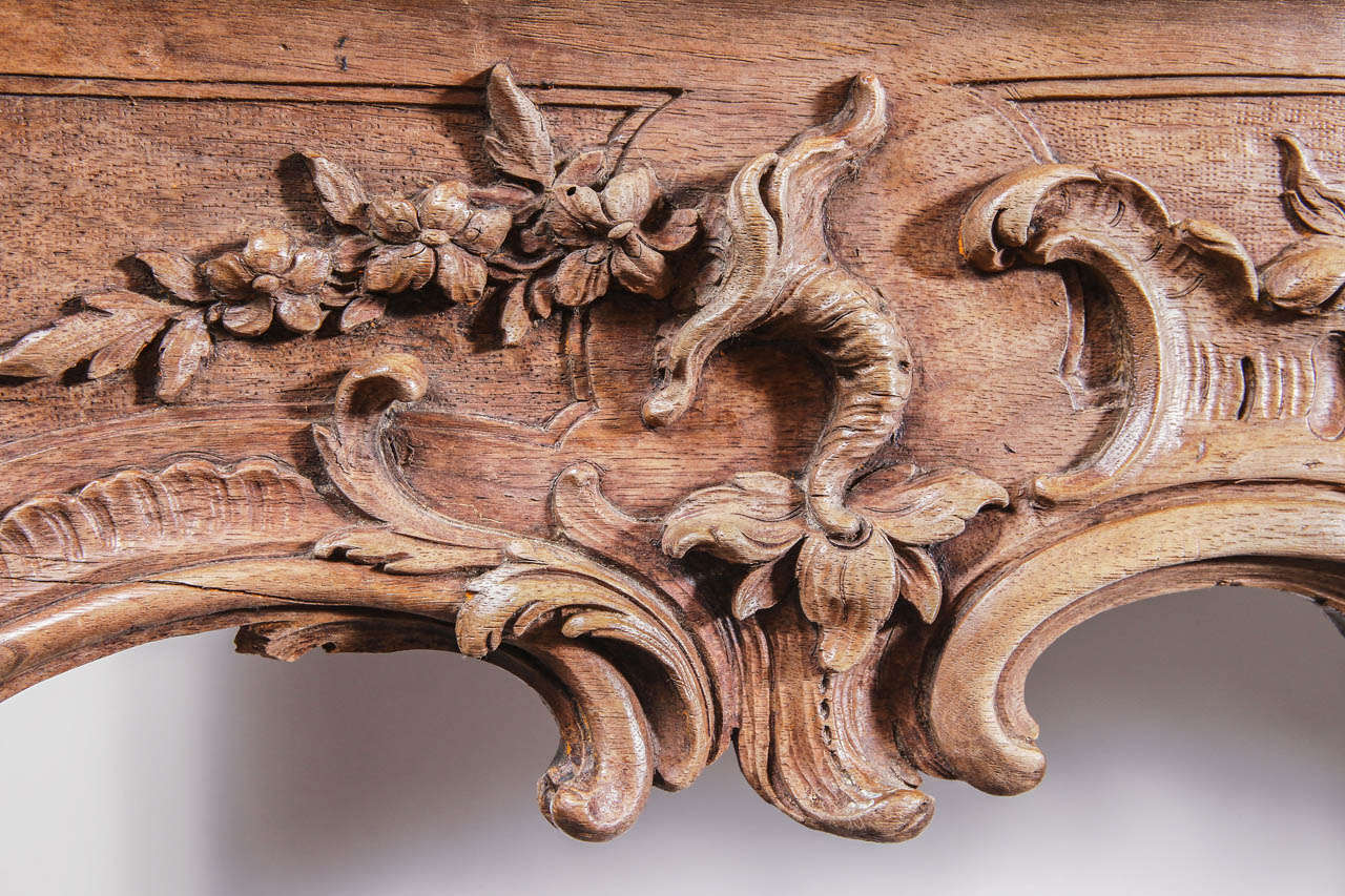 Magnificent 19th Century French Regence Style Walnut Wood Mantel from Marseille 4