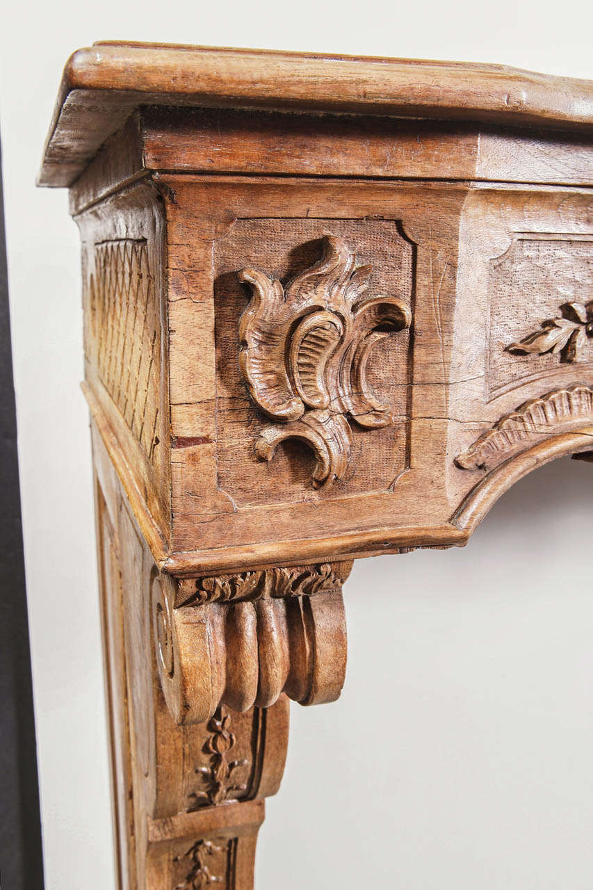 Magnificent 19th Century French Regence Style Walnut Wood Mantel from Marseille 5