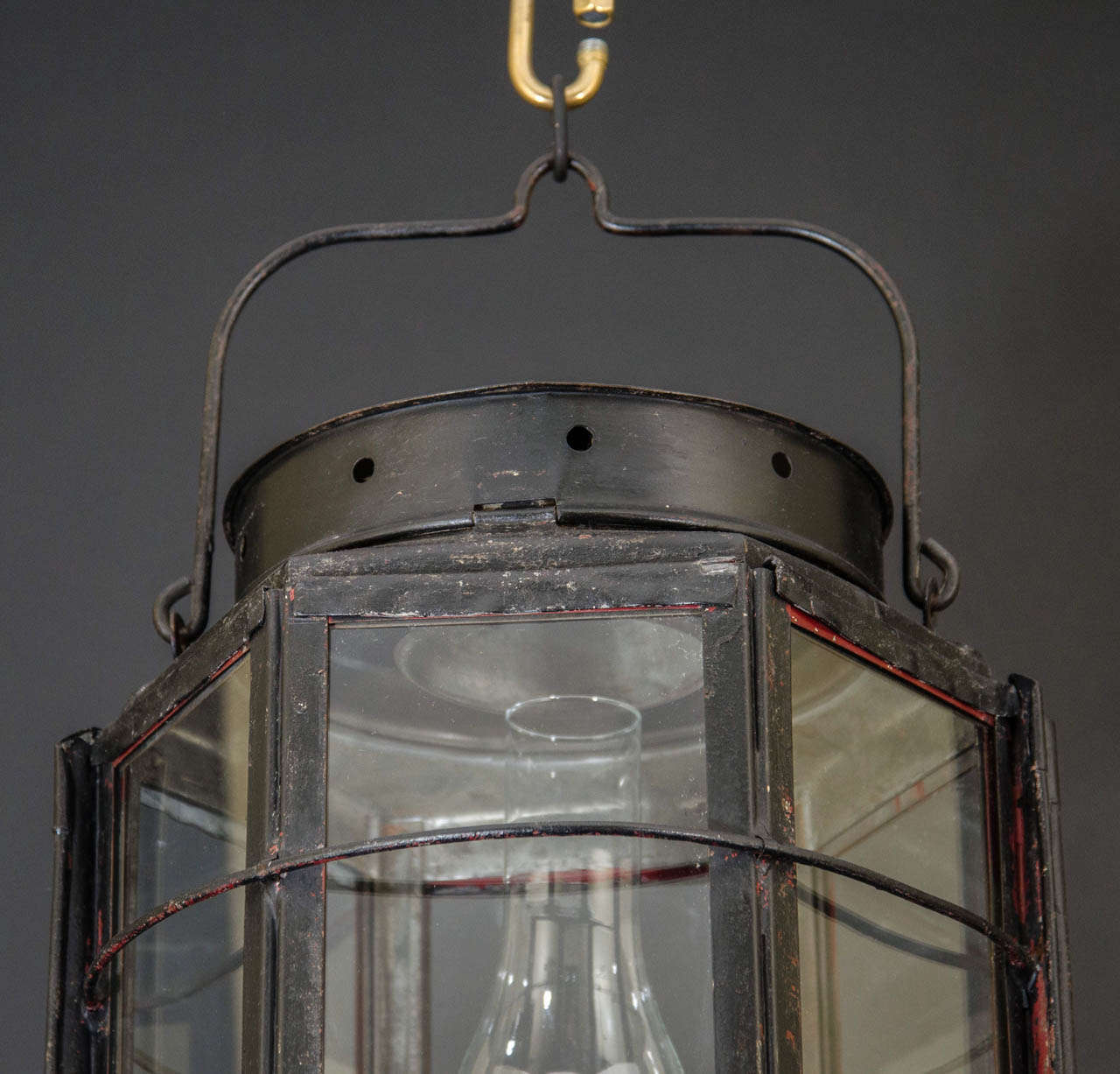 American Iron And Tole Ship's Mast Lantern Signed LE Andrews & Co For Sale