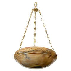 Art Deco Carved Alabaster Pendant with Acanthus Leaf Border