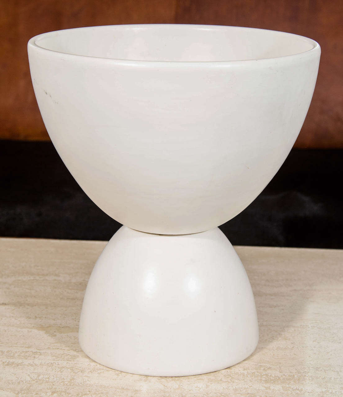 Modern double bowl ceramic compote with white glaze