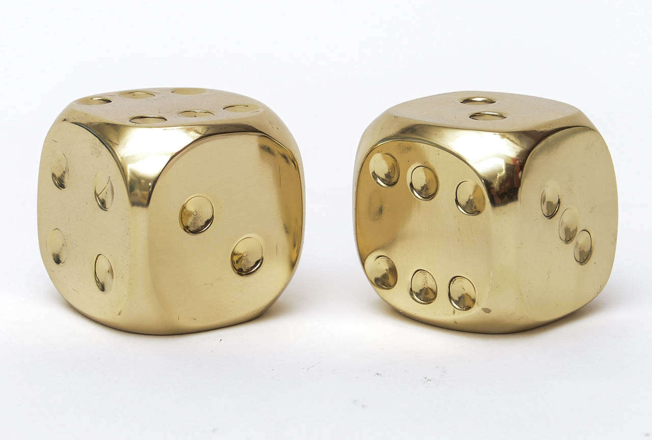 Great objects... medium weight.
Polished brass dice.

NOTE: THIS WILL BE ON THE SATURDAY SALE FOR 1 WEEK ONLY THRU
APRIL 26, 2014